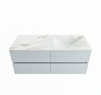 Mondiaz VICA-DLUX 120cm badmeubel onderkast Clay 4 lades. Inbouw wastafel CLOUD rechts 1 kraangat, kleur Frappe.