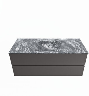 Mondiaz VICA-DLUX 120cm badmeubel onderkast Dark grey 2 lades. Inbouw wastafel CLOUD midden 1 kraangat, kleur Lava.