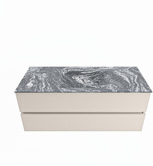 Mondiaz VICA-DLUX 120cm badmeubel onderkast Linen 2 lades. Inbouw wastafel CLOUD midden zonder kraangat, kleur Lava.