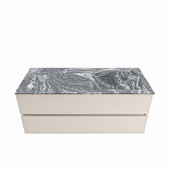 Mondiaz VICA-DLUX 120cm badmeubel onderkast Linen 2 lades. Inbouw wastafel CLOUD rechts 1 kraangat, kleur Lava.