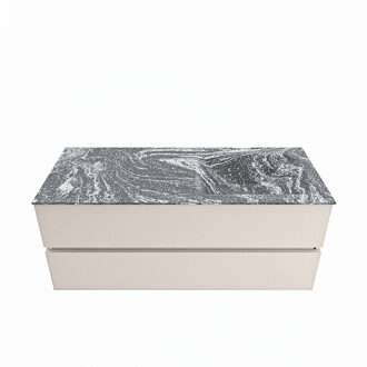 Mondiaz VICA-DLUX 120cm badmeubel onderkast Linen 2 lades. Inbouw wastafel CLOUD rechts zonder kraangat, kleur Lava.