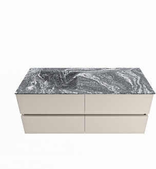 Mondiaz VICA-DLUX 120cm badmeubel onderkast Linen 4 lades. Inbouw wastafel CLOUD links zonder kraangat, kleur Lava.