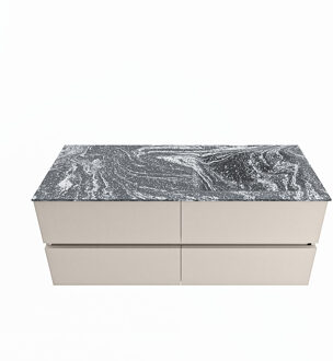Mondiaz VICA-DLUX 120cm badmeubel onderkast Linen 4 lades. Inbouw wastafel CLOUD rechts zonder kraangat, kleur Lava.