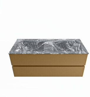 Mondiaz VICA-DLUX 120cm badmeubel onderkast Oro 2 lades. Inbouw wastafel CLOUD dubbel 2 kraangaten, kleur Lava.