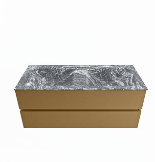 Mondiaz VICA-DLUX 120cm badmeubel onderkast Oro 2 lades. Inbouw wastafel CLOUD dubbel zonder kraangat, kleur Lava.