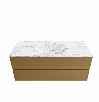 Mondiaz VICA-DLUX 120cm badmeubel onderkast Oro 2 lades. Inbouw wastafel CLOUD midden 1 kraangat, kleur Glace.