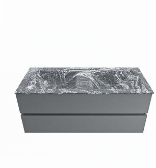 Mondiaz VICA-DLUX 120cm badmeubel onderkast Plata 2 lades. Inbouw wastafel CLOUD dubbel 2 kraangaten, kleur Lava.