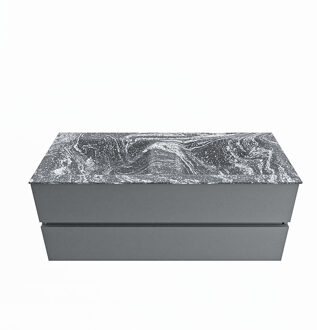 Mondiaz VICA-DLUX 120cm badmeubel onderkast Plata 2 lades. Inbouw wastafel CLOUD dubbel zonder kraangat, kleur Lava.