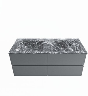 Mondiaz VICA-DLUX 120cm badmeubel onderkast Plata 4 lades. Inbouw wastafel CLOUD dubbel 2 kraangaten, kleur Lava.