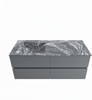 Mondiaz VICA-DLUX 120cm badmeubel onderkast Plata 4 lades. Inbouw wastafel CLOUD links zonder kraangat, kleur Lava.