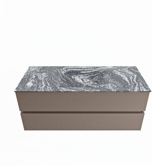 Mondiaz VICA-DLUX 120cm badmeubel onderkast Smoke 2 lades. Inbouw wastafel CLOUD midden zonder kraangat, kleur Lava.