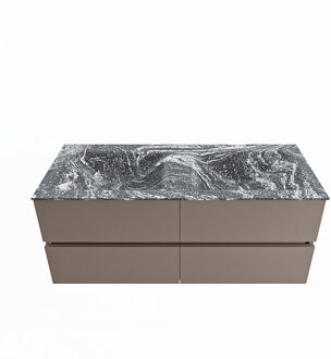 Mondiaz VICA-DLUX 120cm badmeubel onderkast Smoke 4 lades. Inbouw wastafel CLOUD dubbel zonder kraangat, kleur Lava.