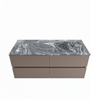 Mondiaz VICA-DLUX 120cm badmeubel onderkast Smoke 4 lades. Inbouw wastafel CLOUD rechts zonder kraangat, kleur Lava.