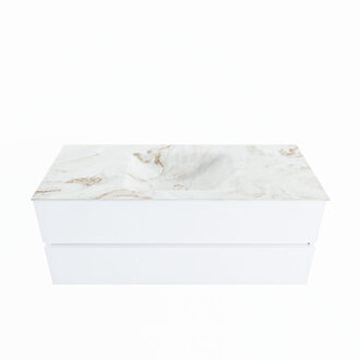 Mondiaz VICA-DLUX 120cm badmeubel onderkast Talc 2 lades. Inbouw wastafel CLOUD midden zonder kraangat, kleur Frappe.