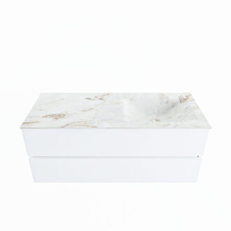 Mondiaz VICA-DLUX 120cm badmeubel onderkast Talc 2 lades. Inbouw wastafel CLOUD rechts 1 kraangat, kleur Frappe.