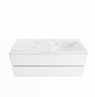 Mondiaz VICA-DLUX 120cm badmeubel onderkast Talc 2 lades. Inbouw wastafel CLOUD rechts 1 kraangat, kleur Opalo.