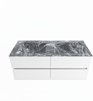 Mondiaz VICA-DLUX 120cm badmeubel onderkast Talc 4 lades. Inbouw wastafel CLOUD dubbel zonder kraangat, kleur Lava.