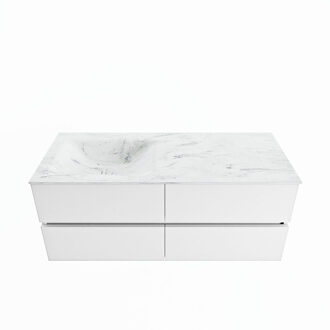 Mondiaz VICA-DLUX 120cm badmeubel onderkast Talc 4 lades. Inbouw wastafel CLOUD links 1 kraangat, kleur Opalo.