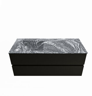 Mondiaz VICA-DLUX 120cm badmeubel onderkast Urban 2 lades. Inbouw wastafel CLOUD links zonder kraangat, kleur Lava.