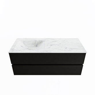 Mondiaz VICA-DLUX 120cm badmeubel onderkast Urban 2 lades. Inbouw wastafel CLOUD links zonder kraangat, kleur Opalo.