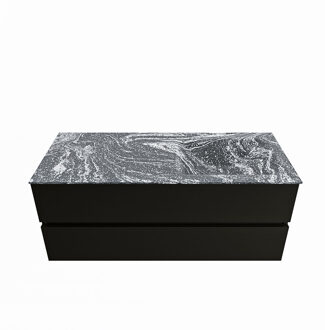 Mondiaz VICA-DLUX 120cm badmeubel onderkast Urban 2 lades. Inbouw wastafel CLOUD rechts zonder kraangat, kleur Lava.