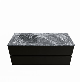Mondiaz VICA-DLUX 120cm badmeubel onderkast Urban 4 lades. Inbouw wastafel CLOUD links zonder kraangat, kleur Lava.
