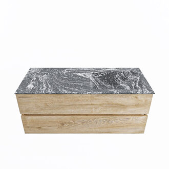 Mondiaz VICA-DLUX 120cm badmeubel onderkast Washed Oak 2 lades. Inbouw wastafel CLOUD rechts 1 kraangat, kleur Lava.