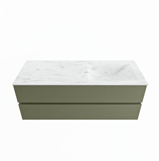 Mondiaz VICA-DLUX 130cm badmeubel onderkast Army 2 lades. Inbouw wastafel CLOUD rechts 1 kraangat, kleur Opalo.