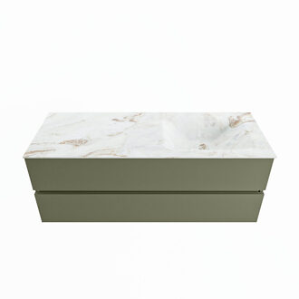 Mondiaz VICA-DLUX 130cm badmeubel onderkast Army 2 lades. Inbouw wastafel CLOUD rechts zonder kraangat, kleur Frappe.