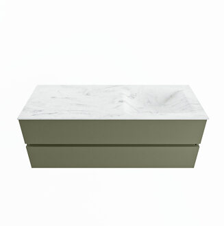 Mondiaz VICA-DLUX 130cm badmeubel onderkast Army 2 lades. Inbouw wastafel CLOUD rechts zonder kraangat, kleur Opalo.