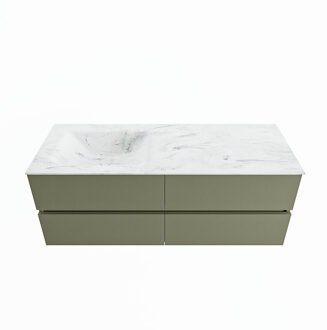 Mondiaz VICA-DLUX 130cm badmeubel onderkast Army 4 lades. Inbouw wastafel CLOUD links 1 kraangat, kleur Opalo.