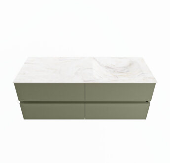 Mondiaz VICA-DLUX 130cm badmeubel onderkast Army 4 lades. Inbouw wastafel CLOUD rechts 1 kraangat, kleur Ostra.
