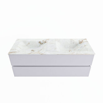 Mondiaz VICA-DLUX 130cm badmeubel onderkast Cale 2 lades. Inbouw wastafel CLOUD dubbel 2 kraangaten, kleur Frappe.