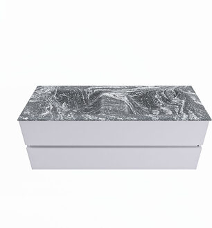 Mondiaz VICA-DLUX 130cm badmeubel onderkast Cale 2 lades. Inbouw wastafel CLOUD dubbel zonder kraangat, kleur Lava.