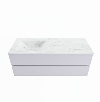 Mondiaz VICA-DLUX 130cm badmeubel onderkast Cale 2 lades. Inbouw wastafel CLOUD links 1 kraangat, kleur Opalo.