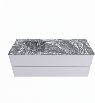 Mondiaz VICA-DLUX 130cm badmeubel onderkast Cale 2 lades. Inbouw wastafel CLOUD links zonder kraangat, kleur Lava.