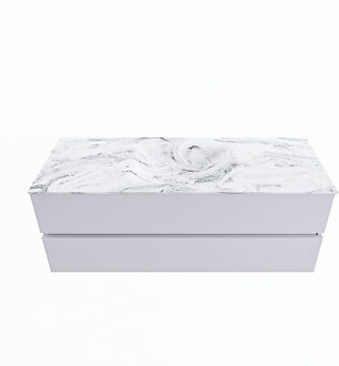 Mondiaz VICA-DLUX 130cm badmeubel onderkast Cale 2 lades. Inbouw wastafel CLOUD midden 1 kraangat, kleur Glace.