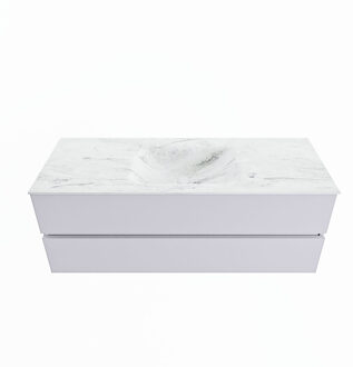 Mondiaz VICA-DLUX 130cm badmeubel onderkast Cale 2 lades. Inbouw wastafel CLOUD midden zonder kraangat, kleur Opalo.