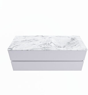 Mondiaz VICA-DLUX 130cm badmeubel onderkast Cale 2 lades. Inbouw wastafel CLOUD rechts 1 kraangat, kleur Glace.