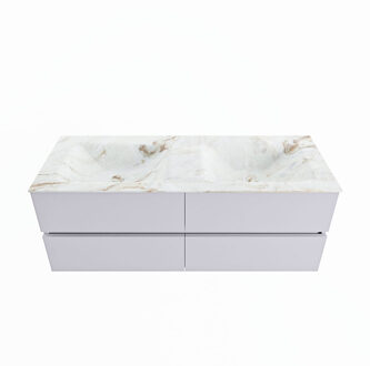 Mondiaz VICA-DLUX 130cm badmeubel onderkast Cale 4 lades. Inbouw wastafel CLOUD dubbel 2 kraangaten, kleur Frappe.