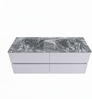 Mondiaz VICA-DLUX 130cm badmeubel onderkast Cale 4 lades. Inbouw wastafel CLOUD dubbel 2 kraangaten, kleur Lava.