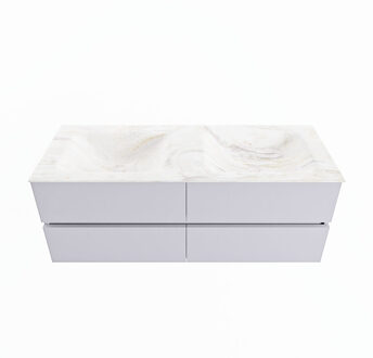Mondiaz VICA-DLUX 130cm badmeubel onderkast Cale 4 lades. Inbouw wastafel CLOUD dubbel 2 kraangaten, kleur Ostra.