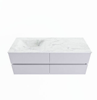 Mondiaz VICA-DLUX 130cm badmeubel onderkast Cale 4 lades. Inbouw wastafel CLOUD links zonder kraangat, kleur Opalo.