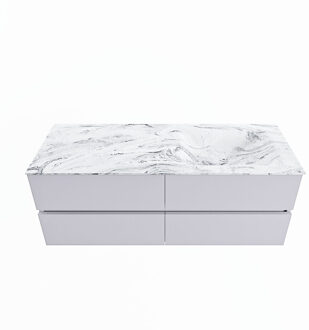 Mondiaz VICA-DLUX 130cm badmeubel onderkast Cale 4 lades. Inbouw wastafel CLOUD rechts 1 kraangat, kleur Glace.