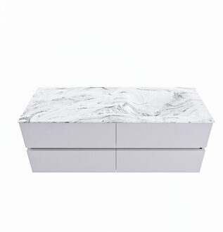 Mondiaz VICA-DLUX 130cm badmeubel onderkast Cale 4 lades. Inbouw wastafel CLOUD rechts zonder kraangat, kleur Glace.