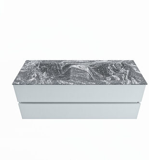 Mondiaz VICA-DLUX 130cm badmeubel onderkast Clay 2 lades. Inbouw wastafel CLOUD dubbel 2 kraangaten, kleur Lava.