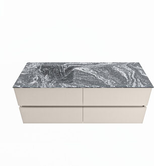 Mondiaz VICA-DLUX 130cm badmeubel onderkast Linen 4 lades. Inbouw wastafel CLOUD links zonder kraangat, kleur Lava.