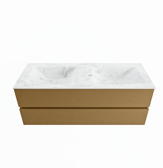 Mondiaz VICA-DLUX 130cm badmeubel onderkast Oro 2 lades. Inbouw wastafel CLOUD dubbel zonder kraangat, kleur Opalo.