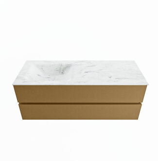 Mondiaz VICA-DLUX 130cm badmeubel onderkast Oro 2 lades. Inbouw wastafel CLOUD links 1 kraangat, kleur Opalo.