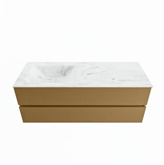 Mondiaz VICA-DLUX 130cm badmeubel onderkast Oro 2 lades. Inbouw wastafel CLOUD links zonder kraangat, kleur Opalo.